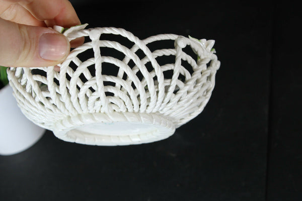 cute small spanish porcelain hand made floral basket statue