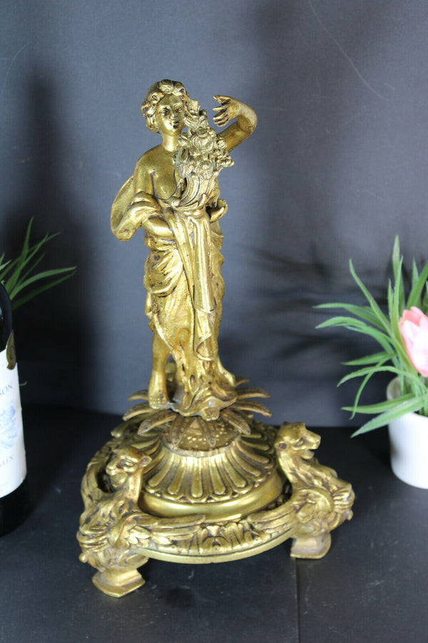 Vintage French Bronze winged lion lady statue sculpture