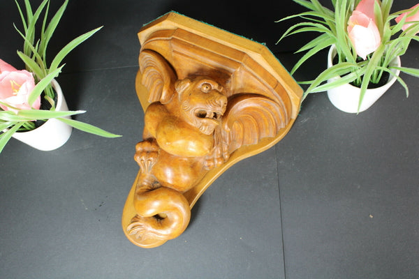 vintage French wood carved wall console Mythological dragon figure 1950 rare