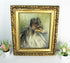 Vintage flemish oil painting sheltie dog