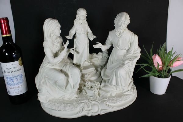 XL Capodimonte bisque porcelain meneghetti signed Holy family statue group rare