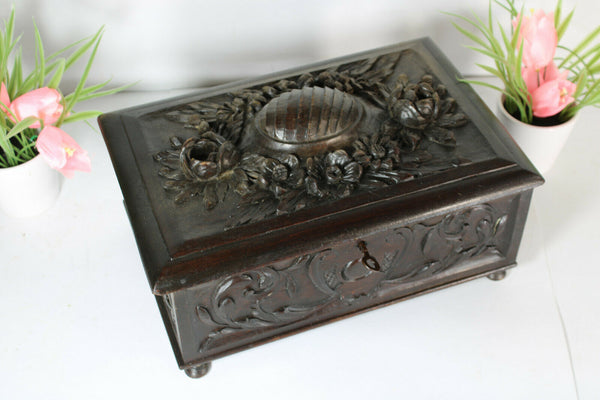 Antique black forest wood carved Box