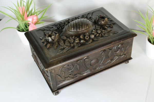 Antique black forest wood carved Box