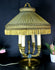 Vintage french bouillotte Table lamp bronze fabric shade 1970