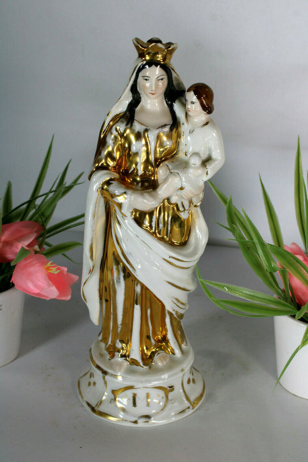 antique french vieux paris porcelain madonna figurine statue