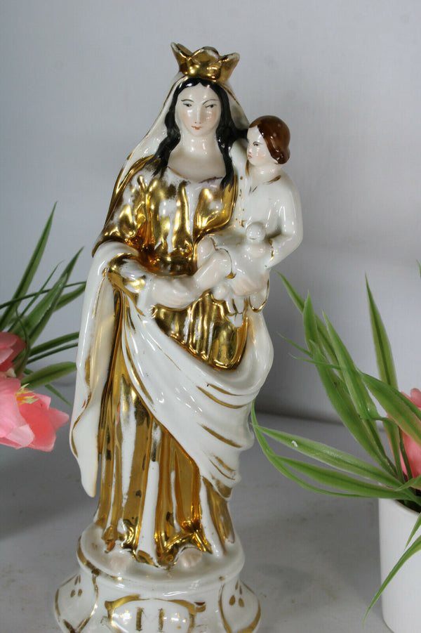 antique french vieux paris porcelain madonna figurine statue