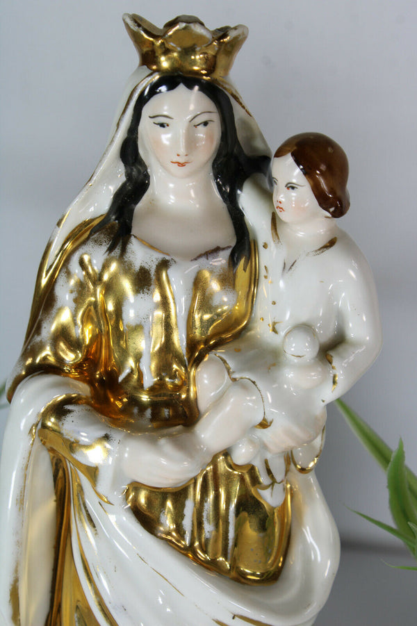 antique french vieux paris porcelain madonna figurine statue