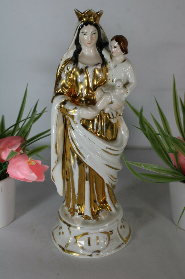 antique french vieux paris porcelain madonna figurine statue