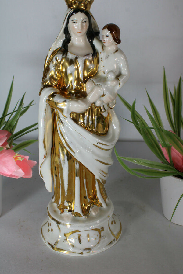 antique french vieux paris porcelain madonna figurine statue