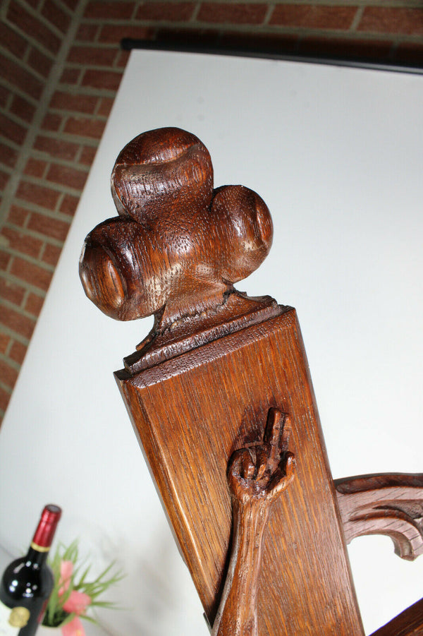 Antique xl wood carved crucifix cross religious