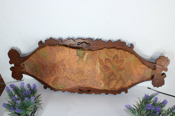 Antique black forest wood carved wall planel plaque