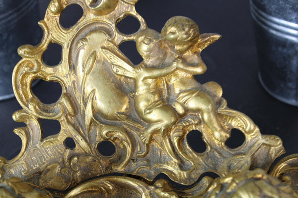 antique bronze winged cherub putti inkwell