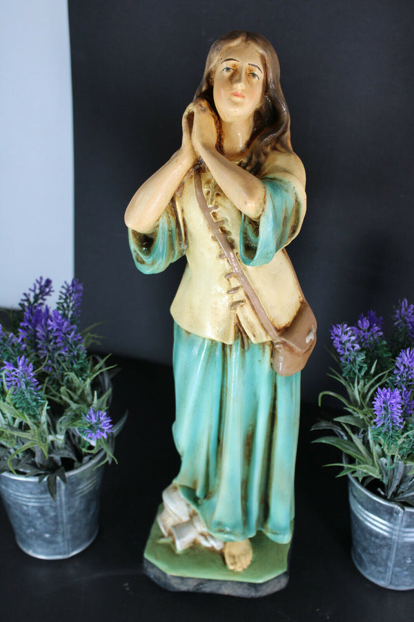 RAre antique religious saint statue Jeanne joan of arc