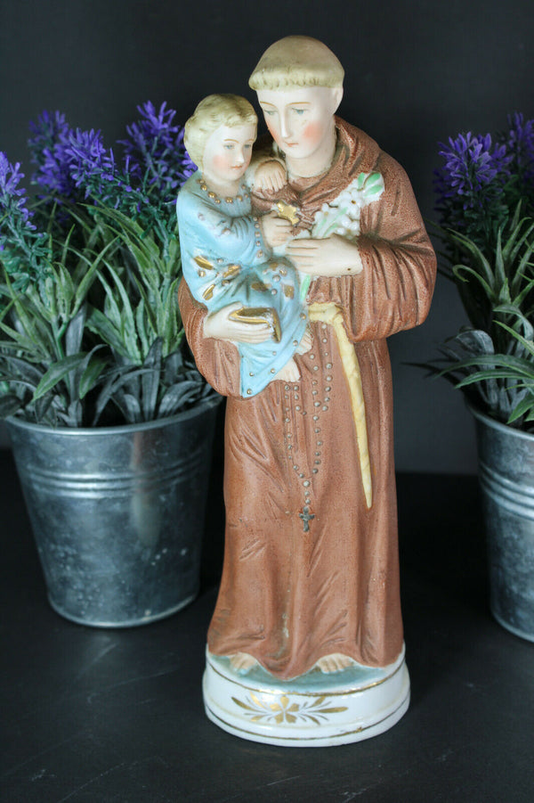 Antique porcelain bisque statue saint anthony