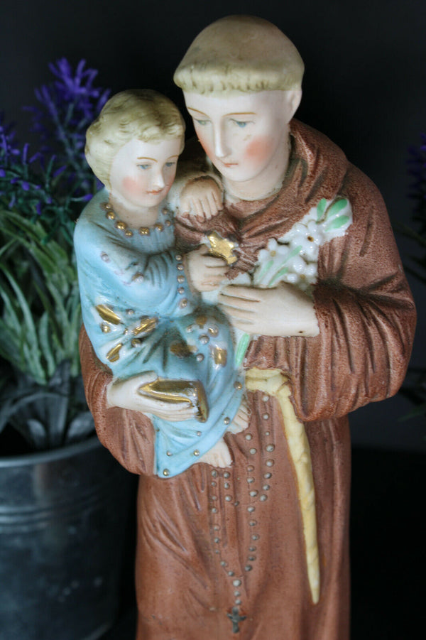 Antique porcelain bisque statue saint anthony