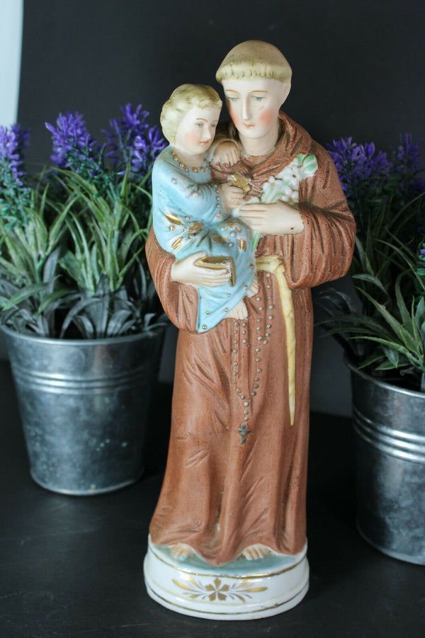 Antique porcelain bisque statue saint anthony