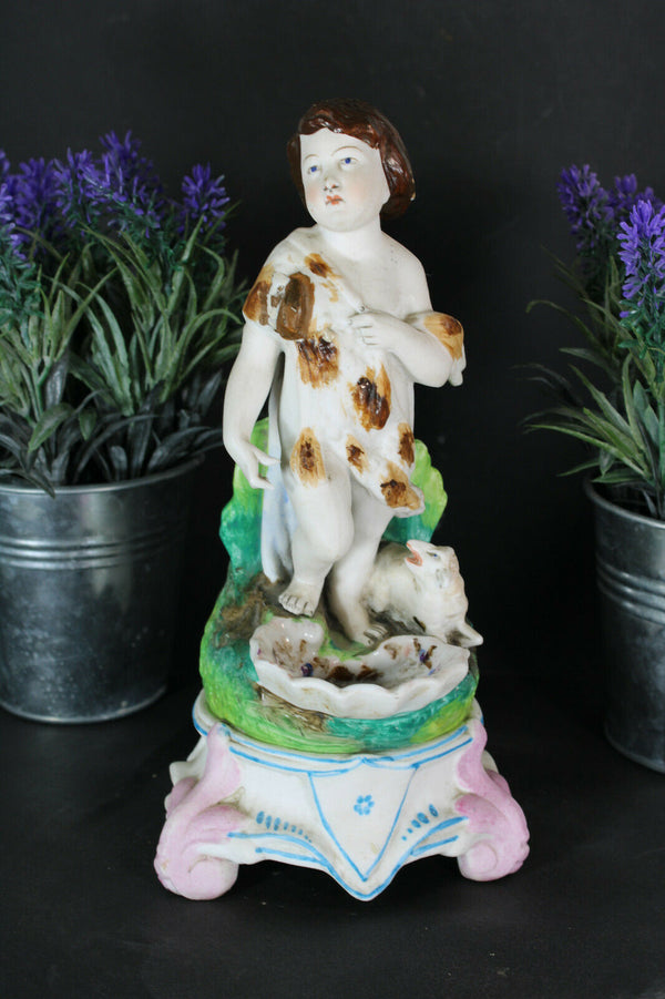 RAre letu mauger bisque porcelain saint john baptist figurine holy water font