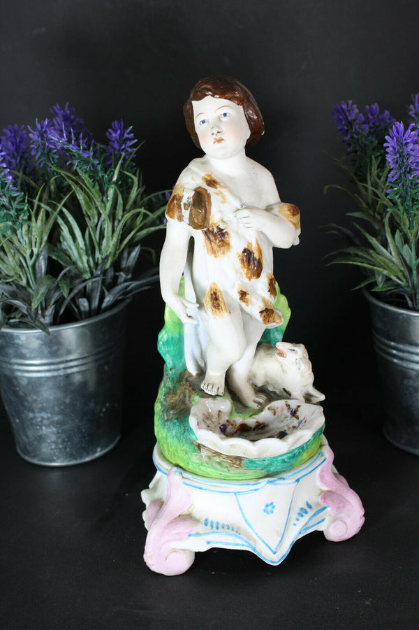 RAre letu mauger bisque porcelain saint john baptist figurine holy water font