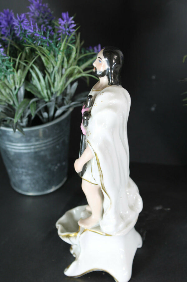 RAre vieux paris bisque porcelain saint john baptist figurine holy water font