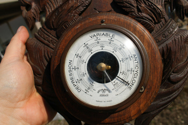 vintage french wood carved dragon barometer