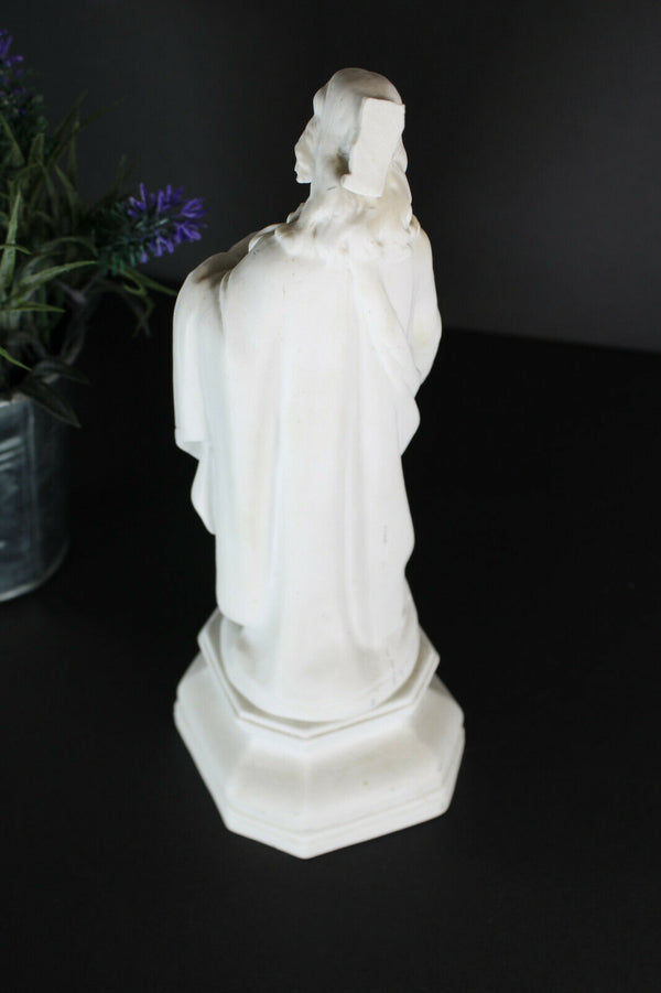 Antique French letu mauger bisque porcelain SAcred heart christ figurine statue