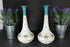 PAIR antique Glass opaline enamel floral guirlandes Vases rare 1900s