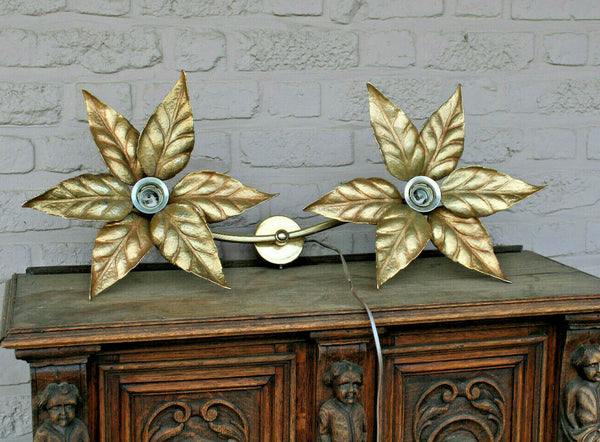 XL Willy daro for massive wall light sconce brass flowers 1970 hollywood regency