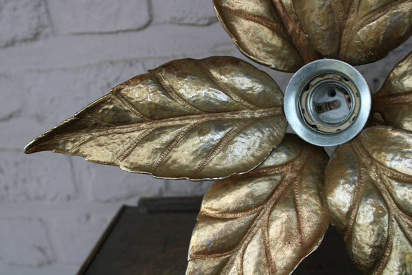 XL Willy daro for massive wall light sconce brass flowers 1970 hollywood regency