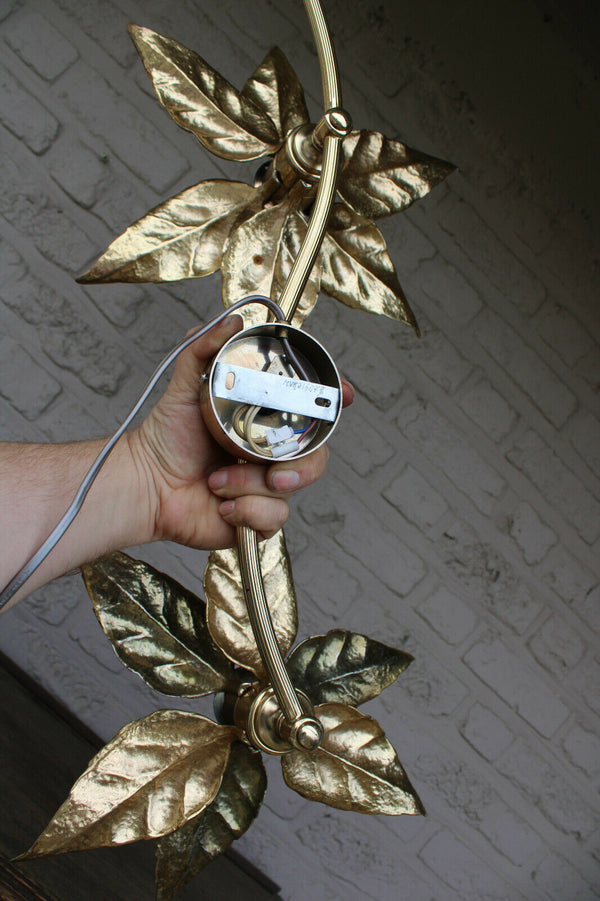 XL Willy daro for massive wall light sconce brass flowers 1970 hollywood regency