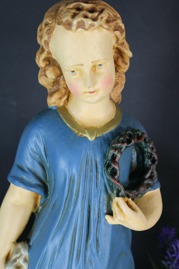 antique religious chalk statue of young jesus christ figurine