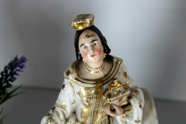 Antique french vieux paris porcelain pique fleur statue figurine