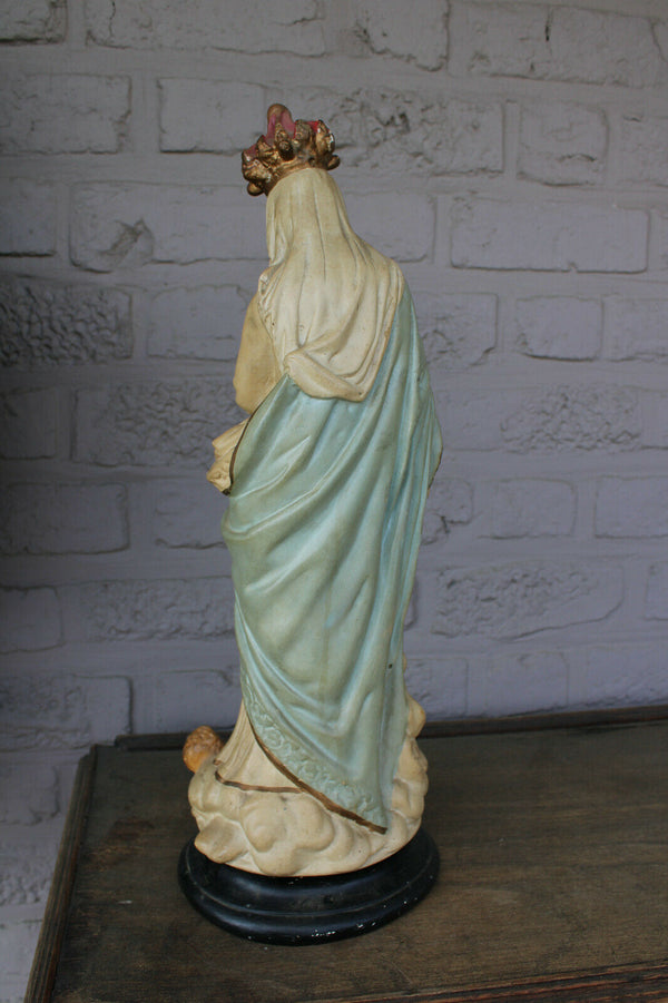 Antique French notre dame de victoires Angels chalk statue figurine religious