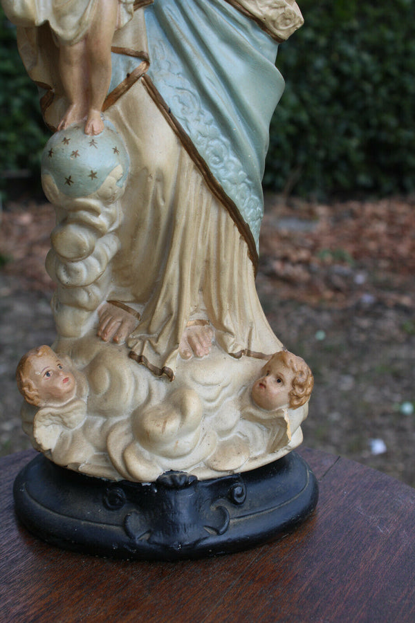 Antique French notre dame de victoires Angels chalk statue figurine religious