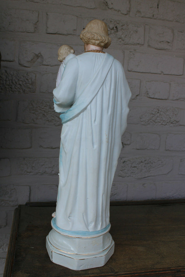 Antique German bisque porcelain saint joseph statue