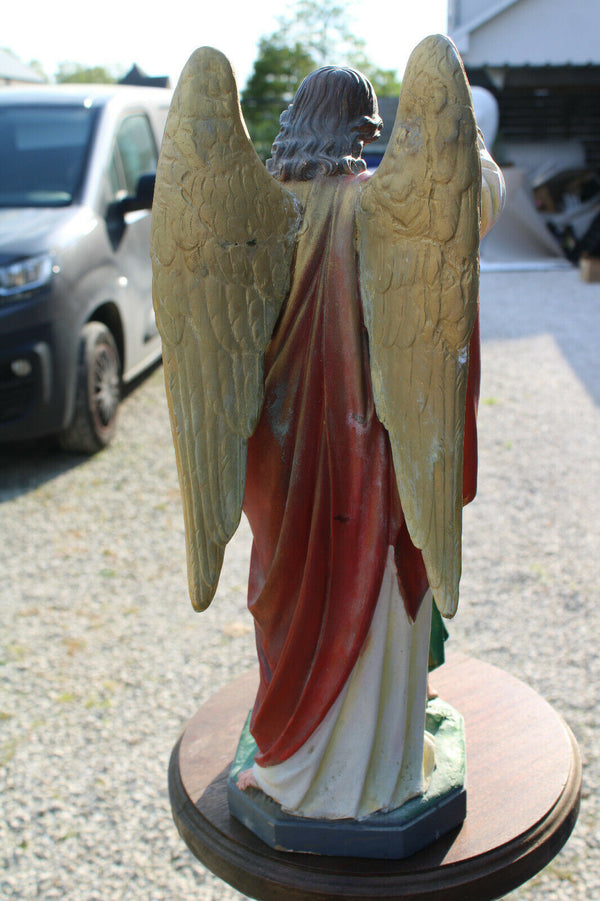 Antique chalk French religious Large archagangel young jesus john baptist statue