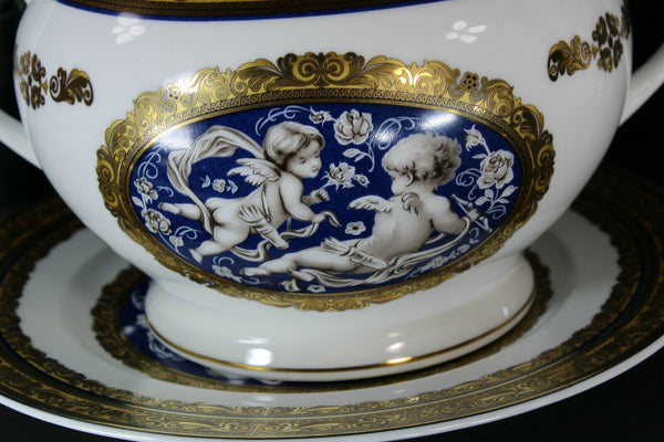Vintage T limoges putti cherub Centerpiece bowl on plate marked