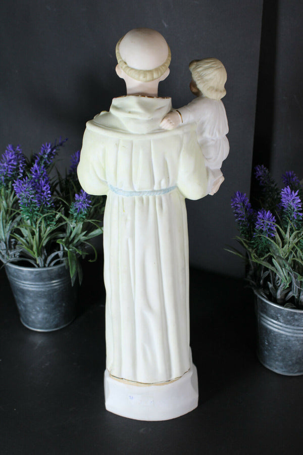 Antique german bisque porcelain saint anthony figurine statue religious