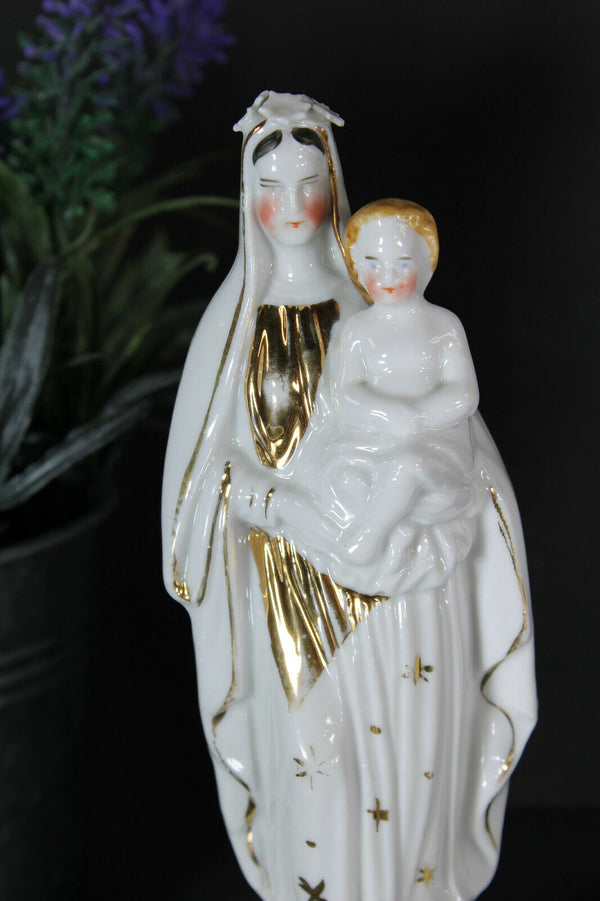 PAIR antique French porcelain madonna joseph figurine statue religious