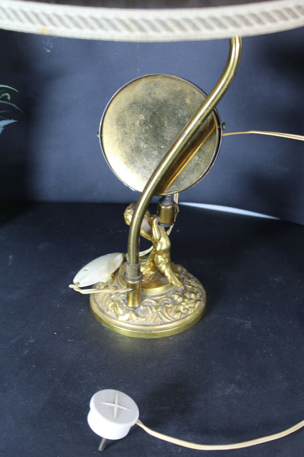 Hollywood regency Brass putti mirror Table lamp shade