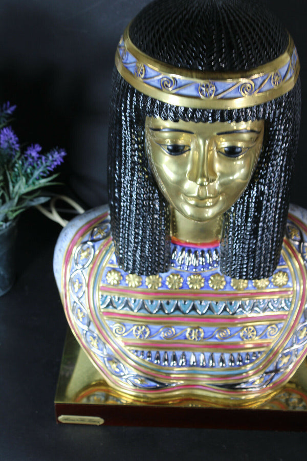 hollywood regency Edoardo TASCA Cleopatra bust porcelain table lamp capodimonte