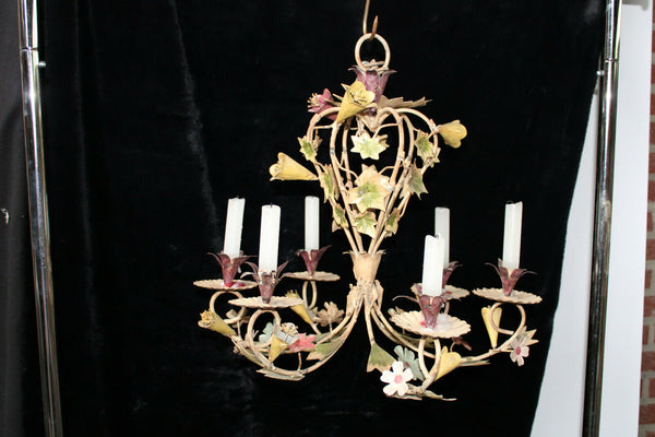 Vintage 1950 MEtal Flower candle holder chandelier