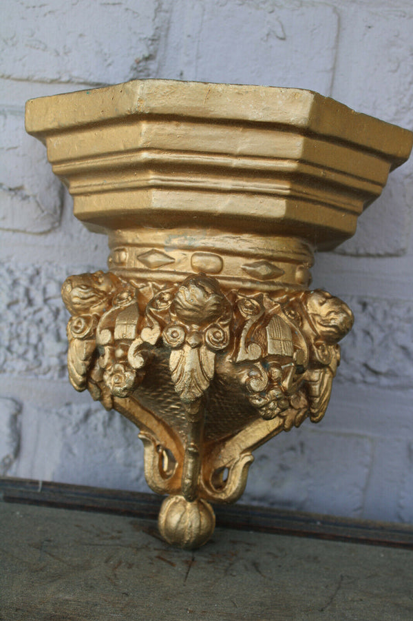 Antique french chalk neo gothic wall console gold gilt