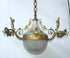 Antique Bronze Crystal glass bowl putti cherub angels chandelier lamp