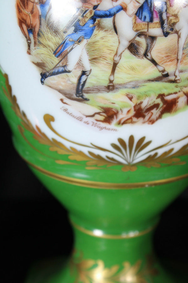 LARGE French porcelain de couleuvre marked vase napoleon battle swan handles