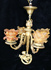 Bronze French putti cherub angel 4 amber glass Chandelier pendant lamp