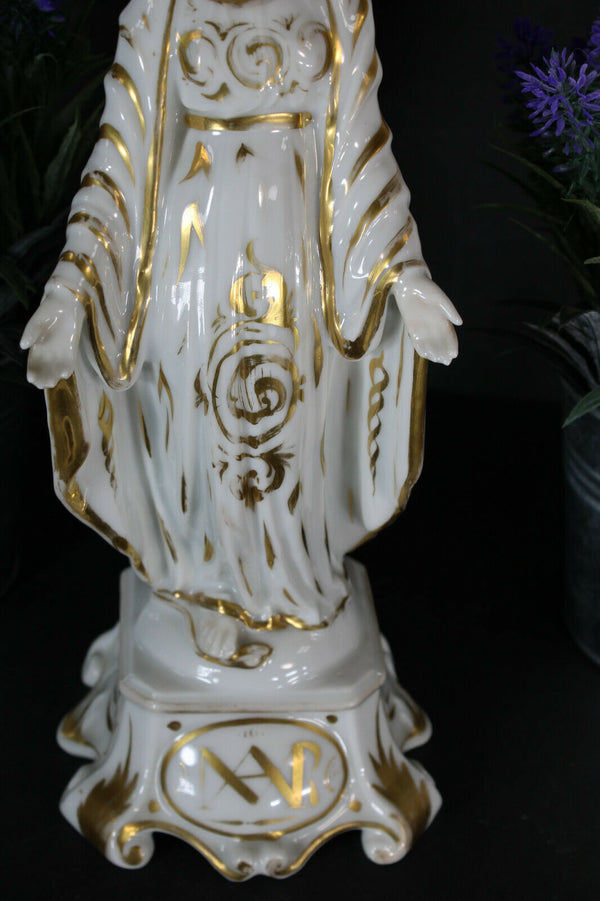 Antique vieux paris 19thc madonna mary figurine statue religious