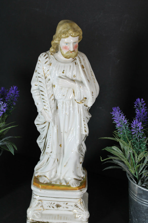 Antique French vieux paris porcelain holy saint joseph figurine statue