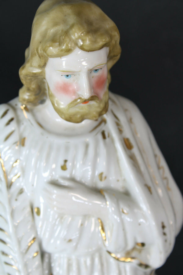 Antique French vieux paris porcelain holy saint joseph figurine statue