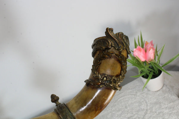 PAIR antique french cornucopia bronze horn statue louis XVI Decor