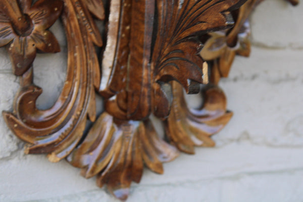 Vintage French wood carved mythological phoenix bird figurine wall console